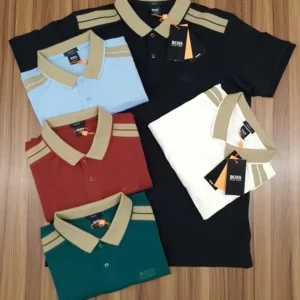 Hugo Boss Signature Striped Collar Premium Polo Shirt – Men's Exclusive Collection
